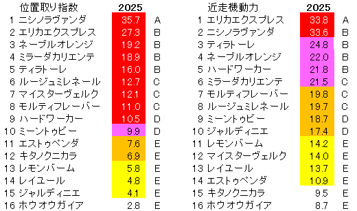 2025　フェアリーＳ　位置取り指数